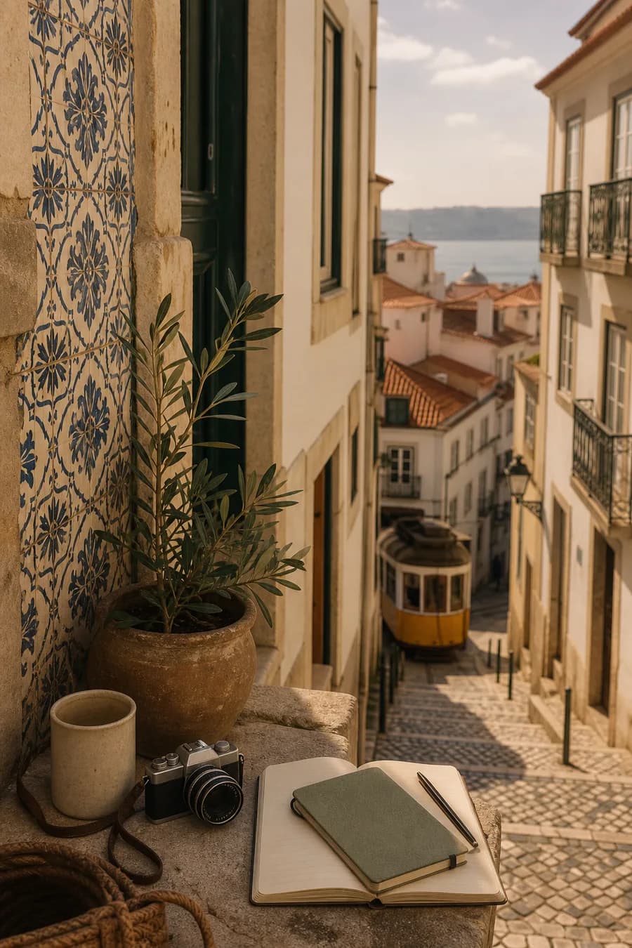 Lisbon slow weekend fictional city guide sample visual.