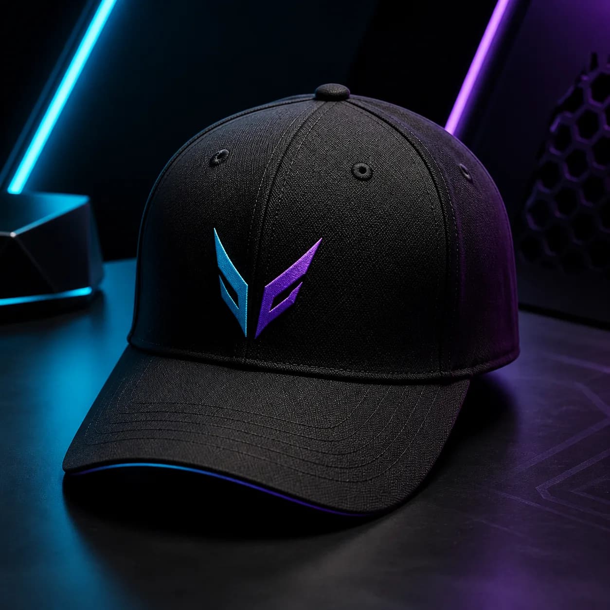 NR cap fictional NovaRift Gaming merch mockup.
